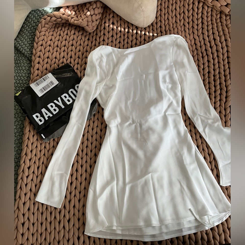 Baby boo long sleeve white satin dress S